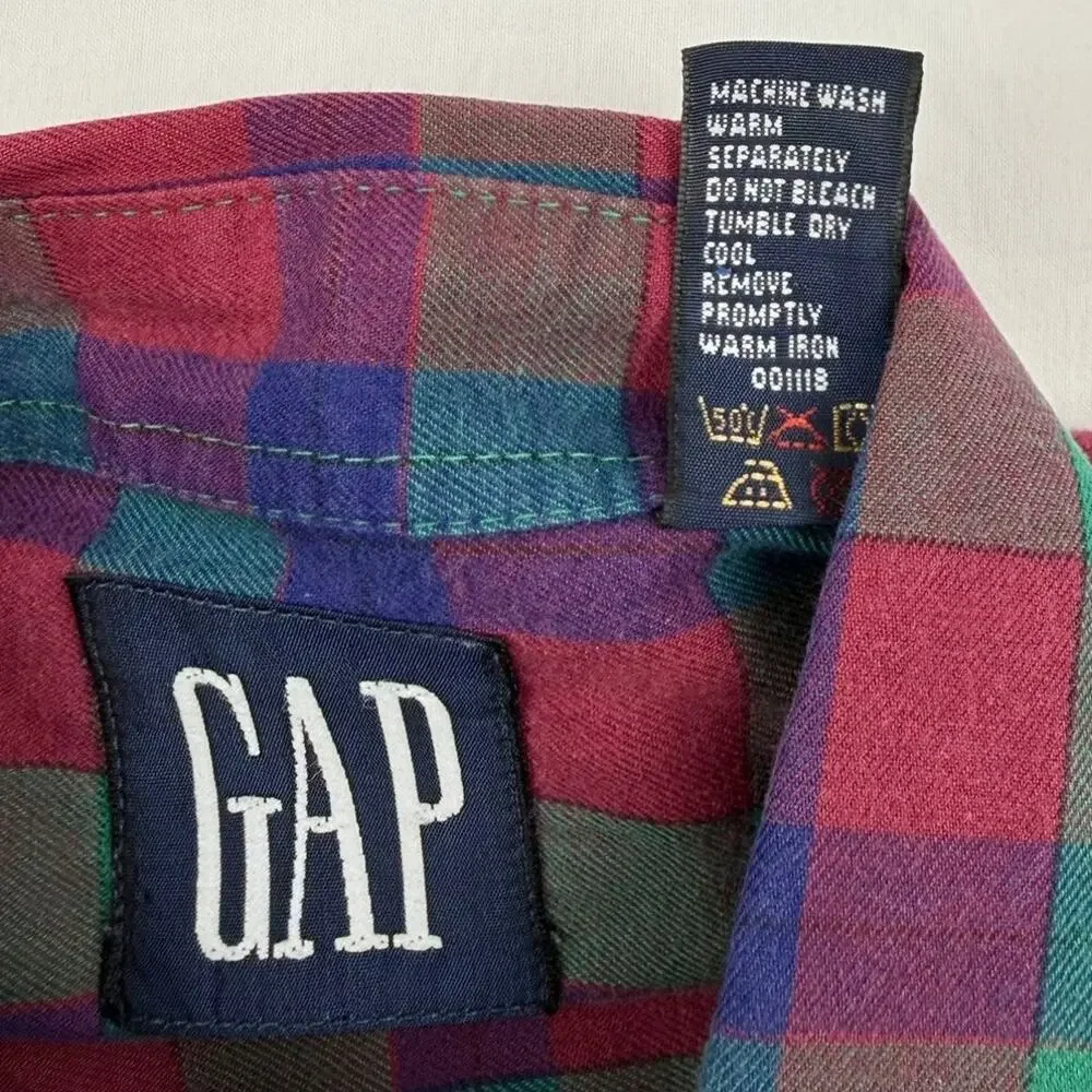 Vintage GAP Plaid Cotton Flannel Shirt 1990s Made in Portugal Men’s M